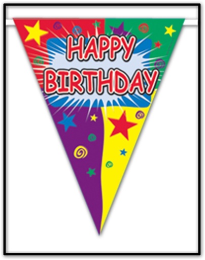 [57718] 3.6m x 25cm Happy Birthday Pennant Banner