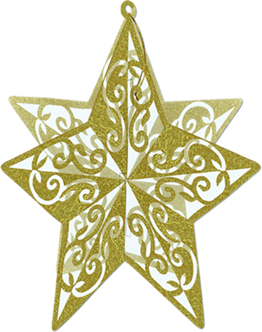 [57830-GD] 30cm 3-D Glittered Star Centerpiece - Gold