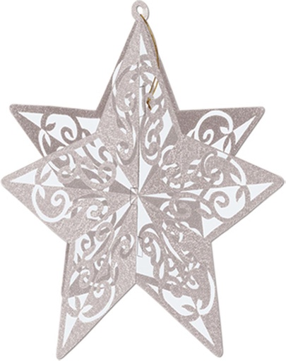 [57830-S] 30cm 3-D Glittered Star Centerpiece - Silver