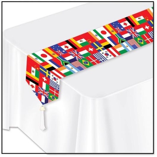 [57905] 1.83m x 28cm Printed International Flag Table Runners