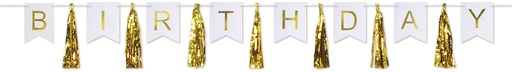 [59630] Happy Birthday Tasseled Streamer - Gold
