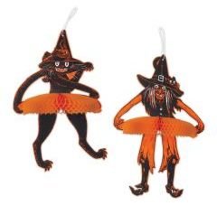 [00635] Vintage Halloween Jtd Tango Witch & Cat