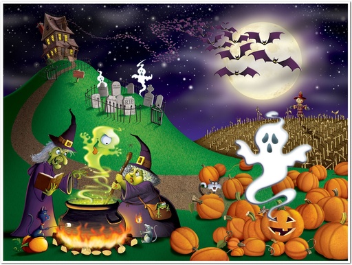 [00909] 1.5m x 1.8m Halloween Insta Mural - Multicolour