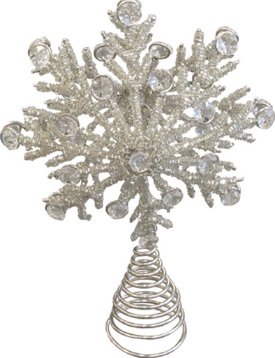 [RF1207-S] 20cm Snowflake Tree Top with Beads - Silver