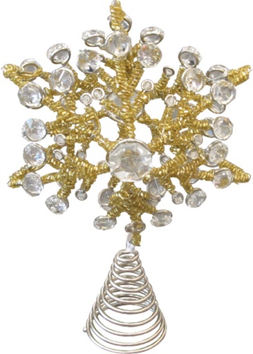 [RF1208-GD] 20cm Snowflake Tree Top with Beads - Gold