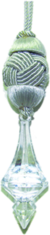 [RF1267-S] 12.5cm Beaded Silk Finial - Silver