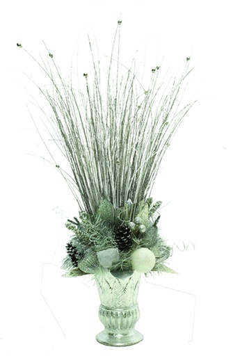[P1R29RT1SP-S] 73 x 31cm Decorative Vase Centrepiece - Silver