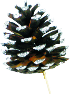 [GL025M-10-S] 5-7cm Pine Cone with 10cm Stem - Silver