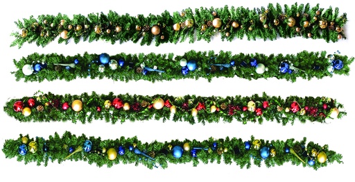[X2207D42-GDB] 9FT GARLAND , Blue / Gold