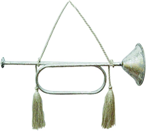 [HE046] 19 x 8cm Bugle Ornament - Silver