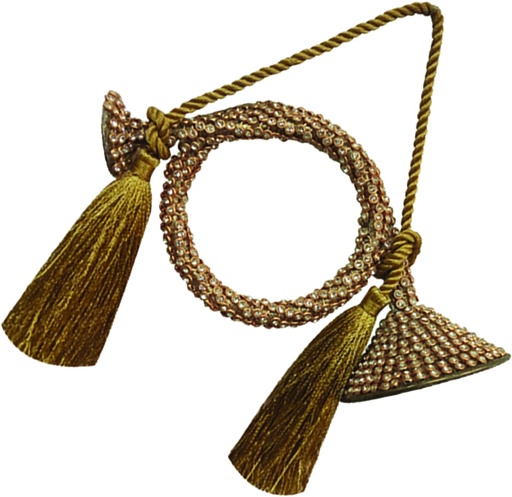 [HE086] 15cm Tasseled Studded Round Bugle - Gold