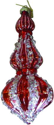 [HH023] 17cm Finial Ornament with Clear Stones - Red