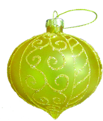 [HH056] 10cm Decorative Glittered Glass Onion - Gold