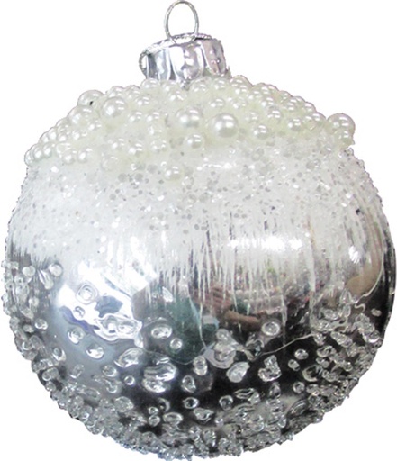 [HH090] 15cm Decorative Glass Bauble - Silver