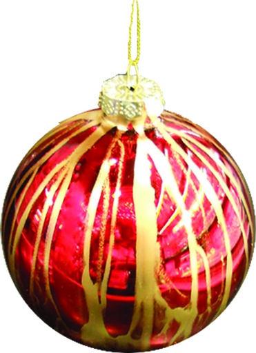 [HH193] 12cm Shiny Ball - Red with Gold Paint