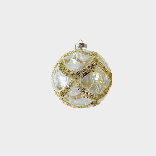 [HH236] 10cm Clear Glass Ball with Glitter - Gold