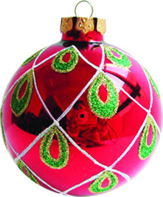 [JN032] 10cm Decorative Glass ball - Red/Green/Gold