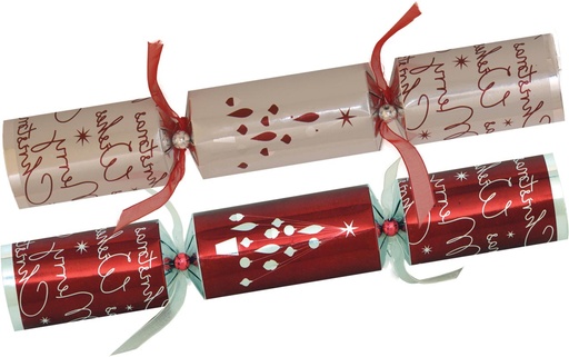 [SBC134] 12" Xmas Crackers w/ Org.Ribbon - Red/White