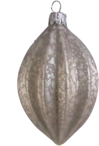 [ZH0933] 11cm Glass Oval Ornament - Matte Silver