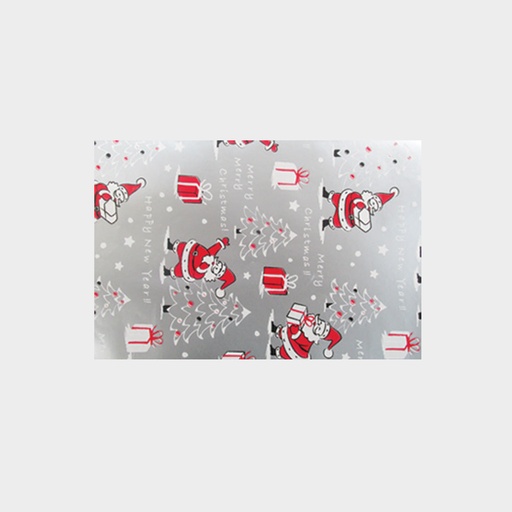[LI027] 10m x 70cm Gift Wrap - Silver/Red