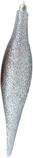 [LX005-S] 15cm Glittered Icicle - Silver