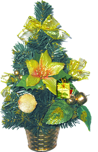 [LF074] 12" Decorated Mini-tree - Gold