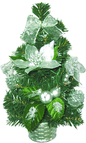 [LF076] 12" Decorated Mini-tree - Silver
