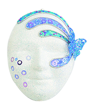 [1407] 11.5cm Hanging Face Mask - Blue/White