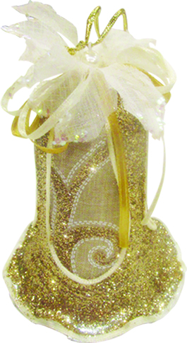 [6260] 12.5 Glittered Fabric Bell - Gold