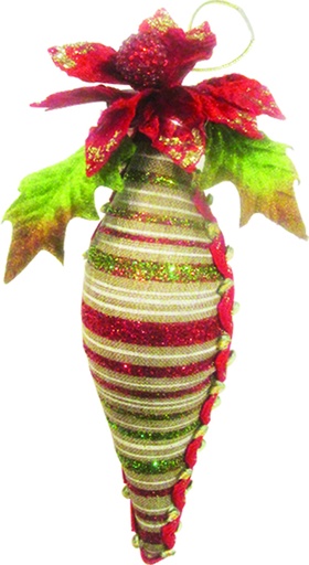 [6650B] 17.5cm Decorative Fabric Drop - Red/Green