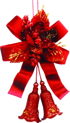 [8136-R] 30cm Twin Bells with Fabric - Red