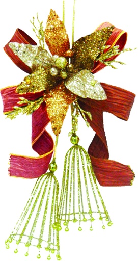 [8642-CO] 25cm Wire Bells with Ribbon - Copper