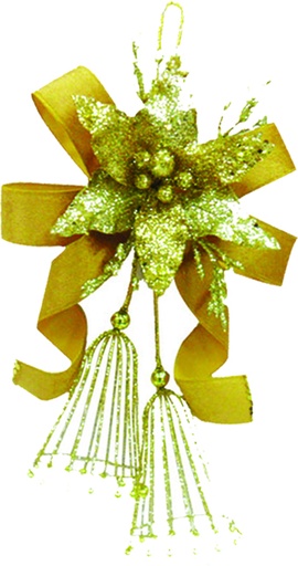 [8642-GD] 25cm Wire Bells with Ribbon - Gold