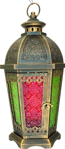 [14519A] 21 x 19 x 41cm H Black Brush Gold Lantern