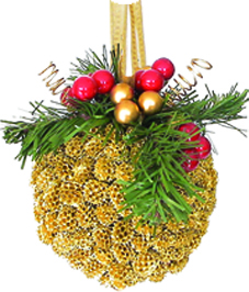 [REF009] 12cm Casuarina Ball - Gold