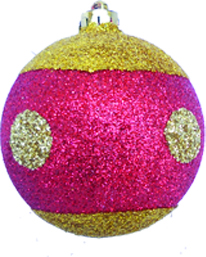 [REF071] 6cm Glitter Ball - Gold/Red