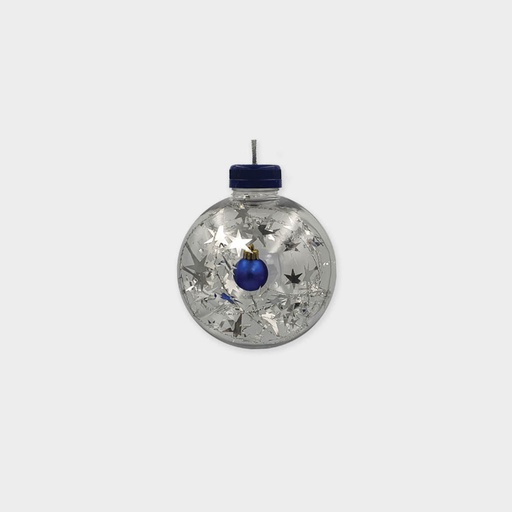 [REF125] 13cm Clear Balls with Fillers - Silver/Blue