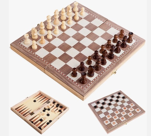 [REF151] 3 in 1 Game Board Set (Chess, Backgammon, Checker)
