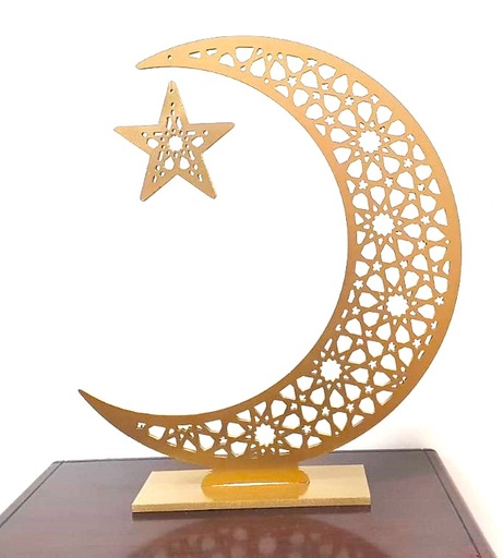 [REF159-60] 60cm Crescent with Star Centerpiece, Gold