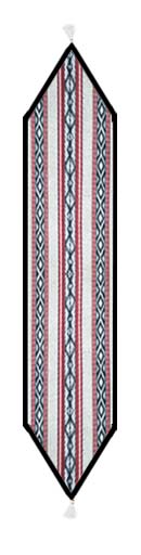 [REF161-180] 180cm Ramadan Table Runner, White/Black