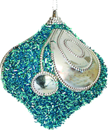 [RN297] 8cm Decorative Tinsel Onion - Blue/Silver