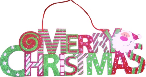 [RN326] 35cm Merry Christmas Banner - Green/Red