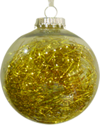 [RN380] 10cm Tinsel Stuffed Clear Ball - Gold