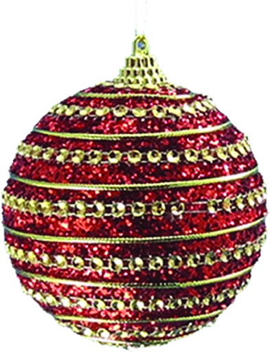 [RT018] 15cm Decorative ball with Rhinestones - Gold/Red
