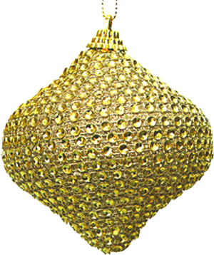 [RT052] 8cm Rhinestone Onion - Gold