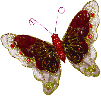 [ZZ003-R] 15cm Ornamental Butterfly - Red
