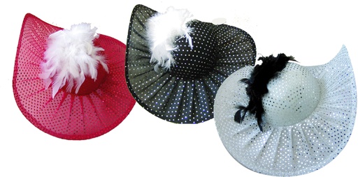 [SH9306H09-B] Large Hat w/White Feather- Blue