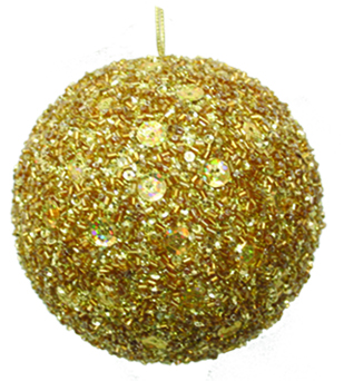[AM2163-GD] Med Mica Bead Ball w/ Sequin 100mm Gold
