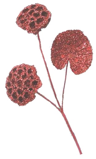[GN1071-R] Lotus Pod Gltr Spray 45cm - Red 2 tone
