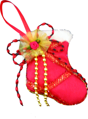 [TH1301-R] 10cm Ornamental Sock - Red